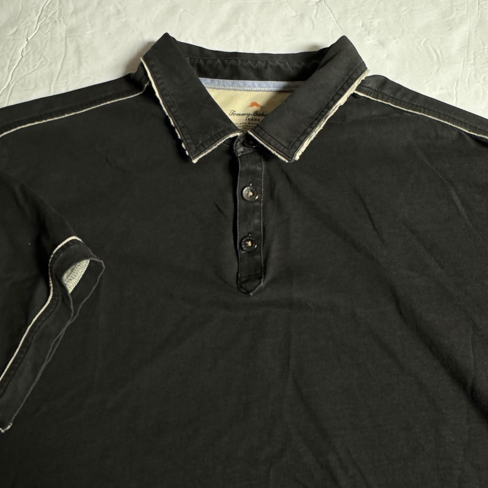 Tommy Bahama Jeans Polo Shirt Mens XL Black Pima Cotton Island Modern Fit SS